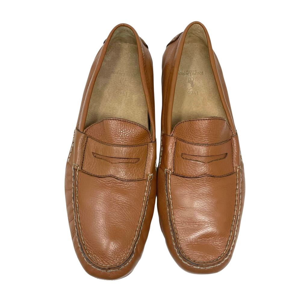 Polo Ralph Lauren Arkley Penny Driving Loafers Men’s Size 12D Tan Leather EUC